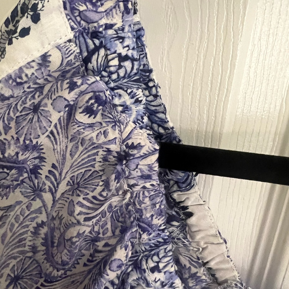 J.Crew side slit patchwork maxi skirt set with cropped top. Blue and white sz S - Picture 6 of 15